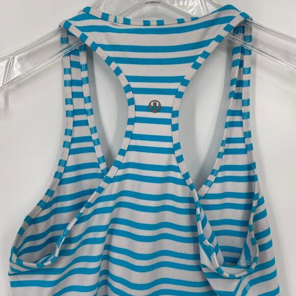 Lululemon Cool Racerback Tank Top Size 8 Blue White Stripe - Picture 6 of 10